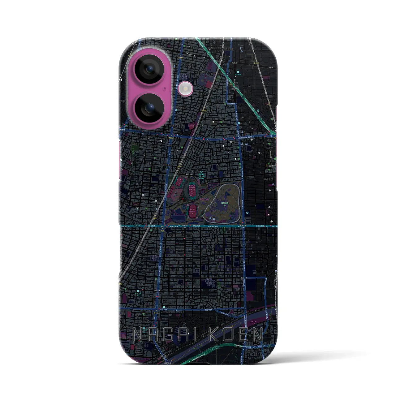 【長居公園(大阪府)】地図柄iPhoneケース(バックカバータイプ)