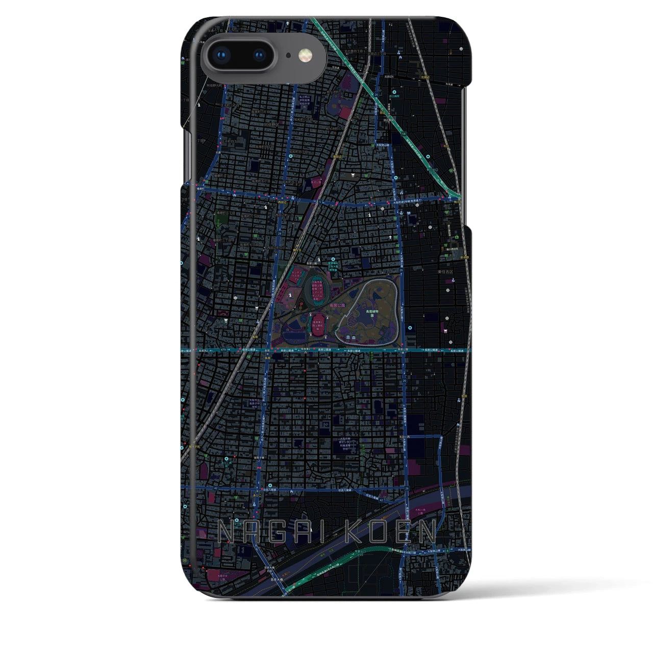 【長居公園(大阪府)】地図柄iPhoneケース(バックカバータイプ)