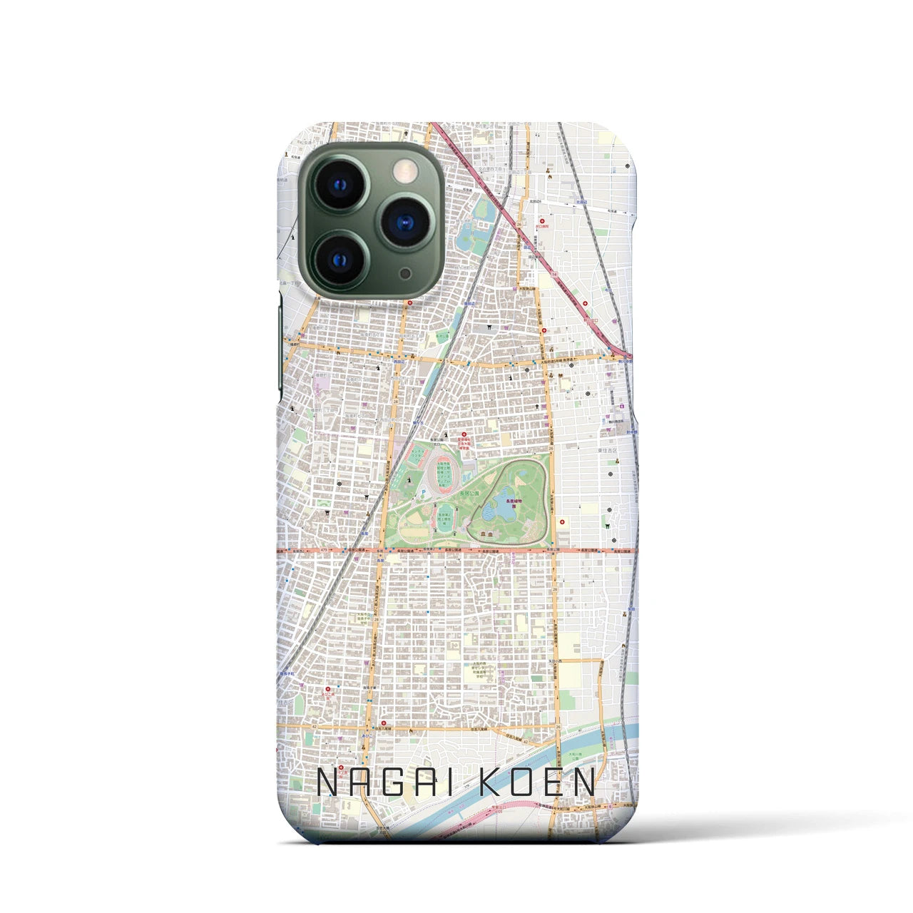 【長居公園(大阪府)】地図柄iPhoneケース(バックカバータイプ)