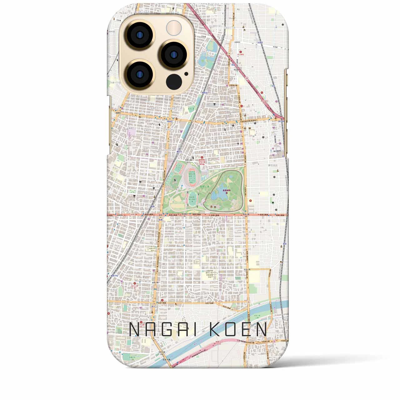 【長居公園(大阪府)】地図柄iPhoneケース(バックカバータイプ)