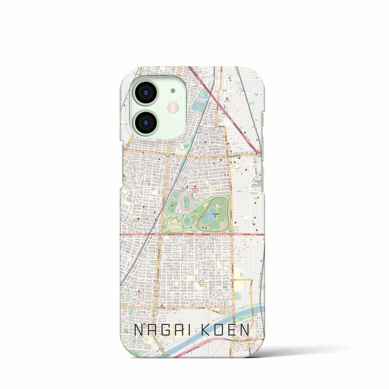 【長居公園(大阪府)】地図柄iPhoneケース(バックカバータイプ)