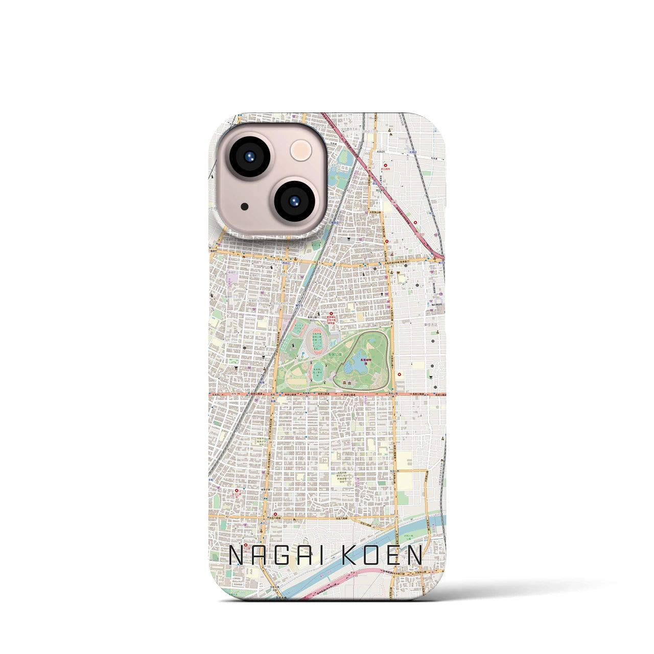 【長居公園(大阪府)】地図柄iPhoneケース(バックカバータイプ)