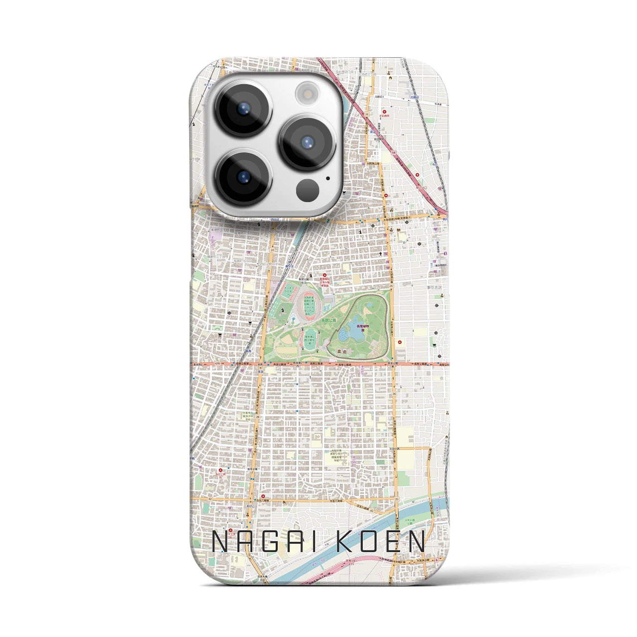 【長居公園(大阪府)】地図柄iPhoneケース(バックカバータイプ)