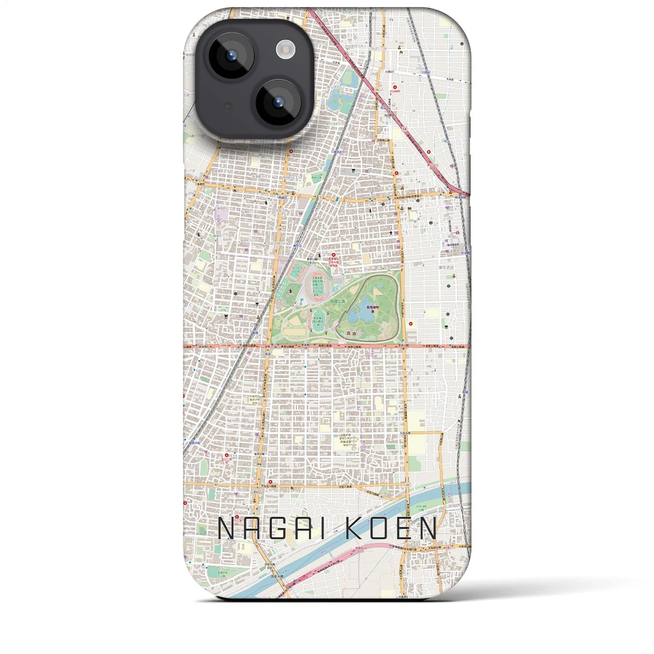 【長居公園(大阪府)】地図柄iPhoneケース(バックカバータイプ)