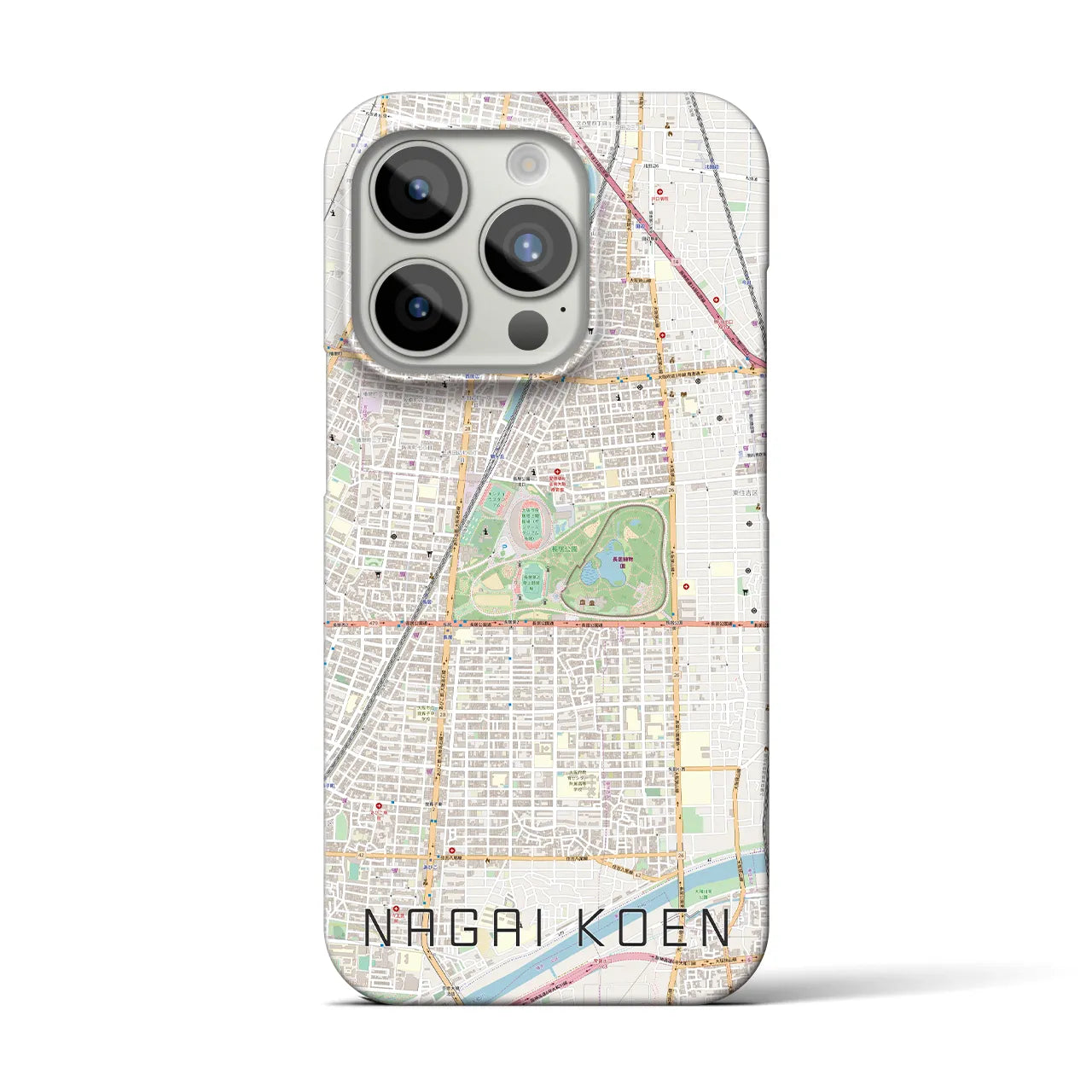 【長居公園(大阪府)】地図柄iPhoneケース(バックカバータイプ)