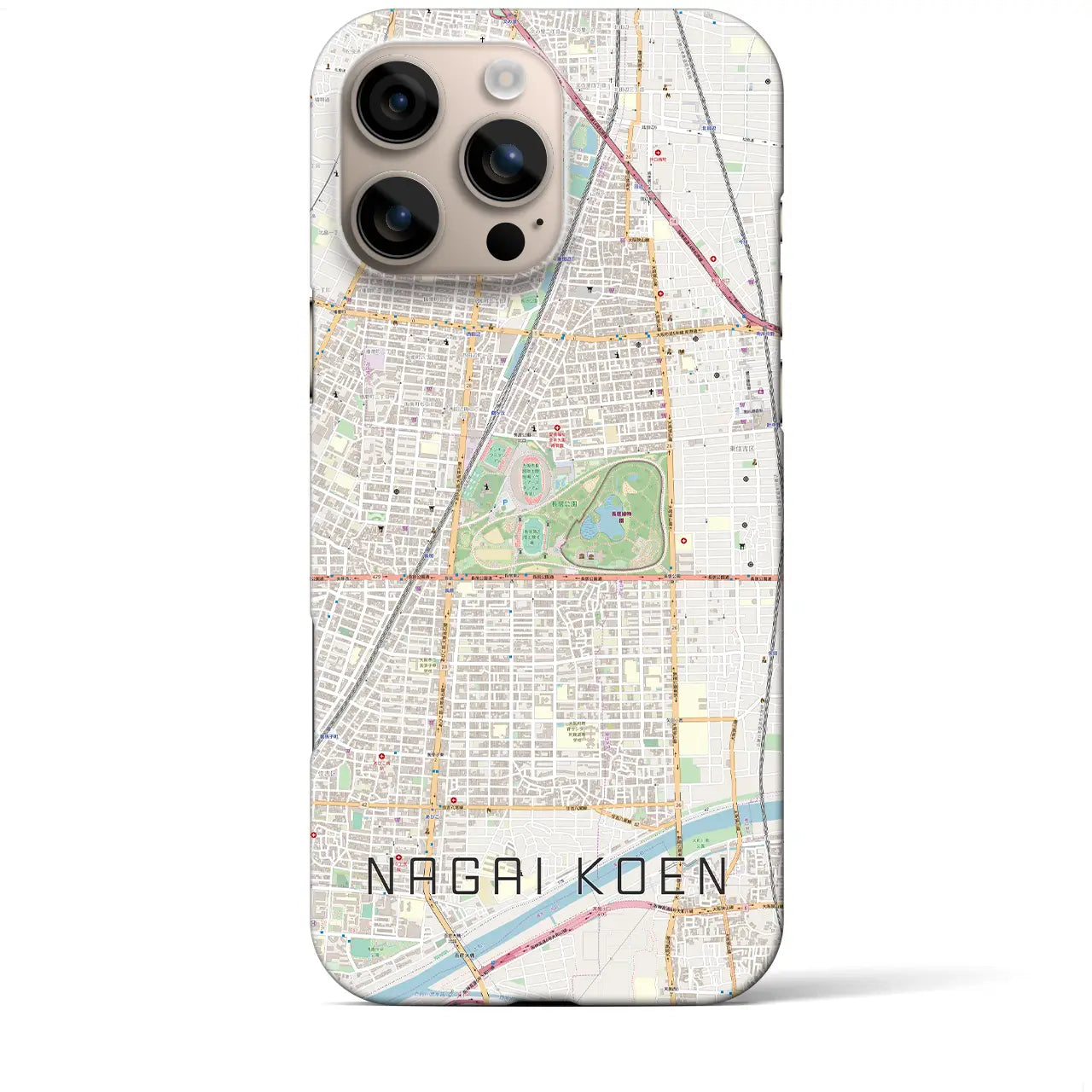 【長居公園(大阪府)】地図柄iPhoneケース(バックカバータイプ)