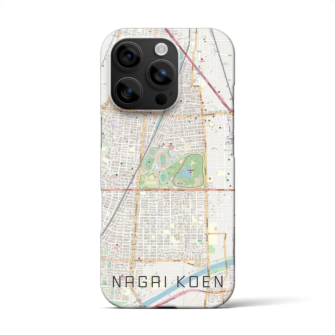 【長居公園(大阪府)】地図柄iPhoneケース(バックカバータイプ)