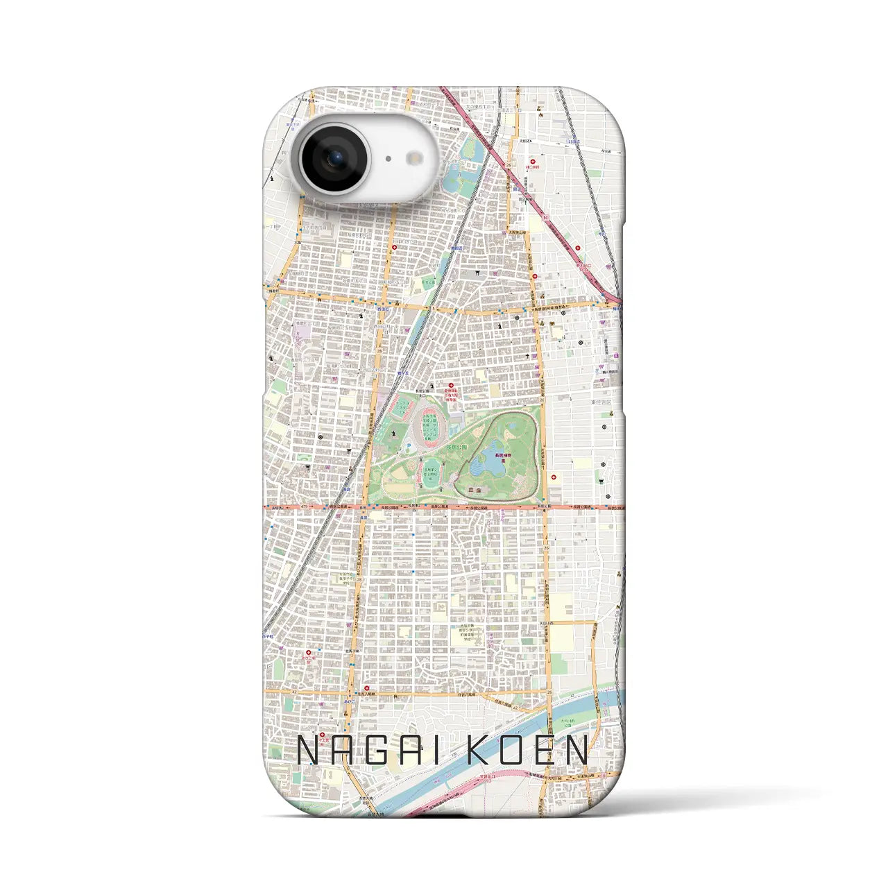 【長居公園(大阪府)】地図柄iPhoneケース(バックカバータイプ)