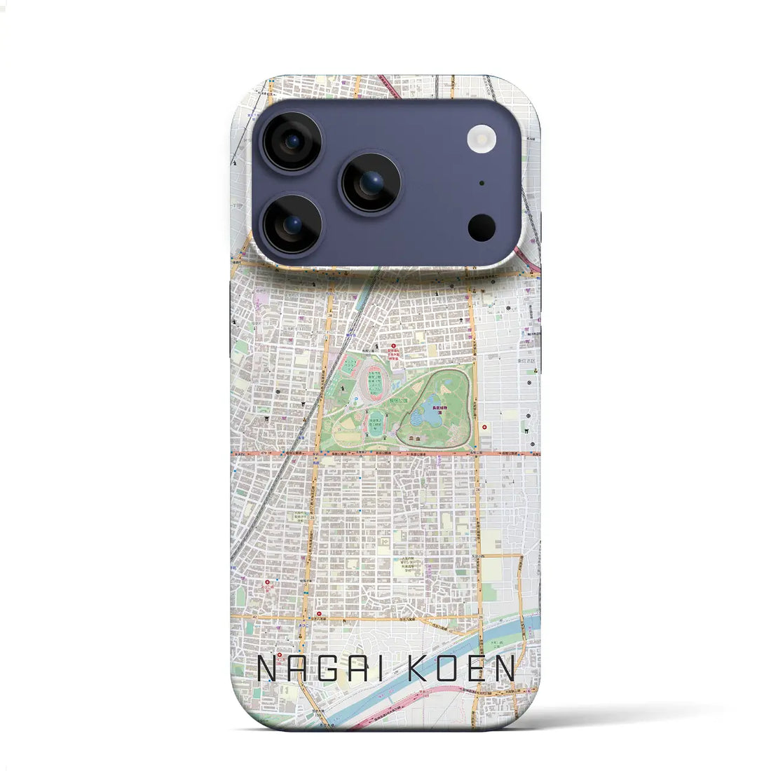 【長居公園(大阪府)】地図柄iPhoneケース(バックカバータイプ)ナチュラル・iPhone 17 Pro Max 用