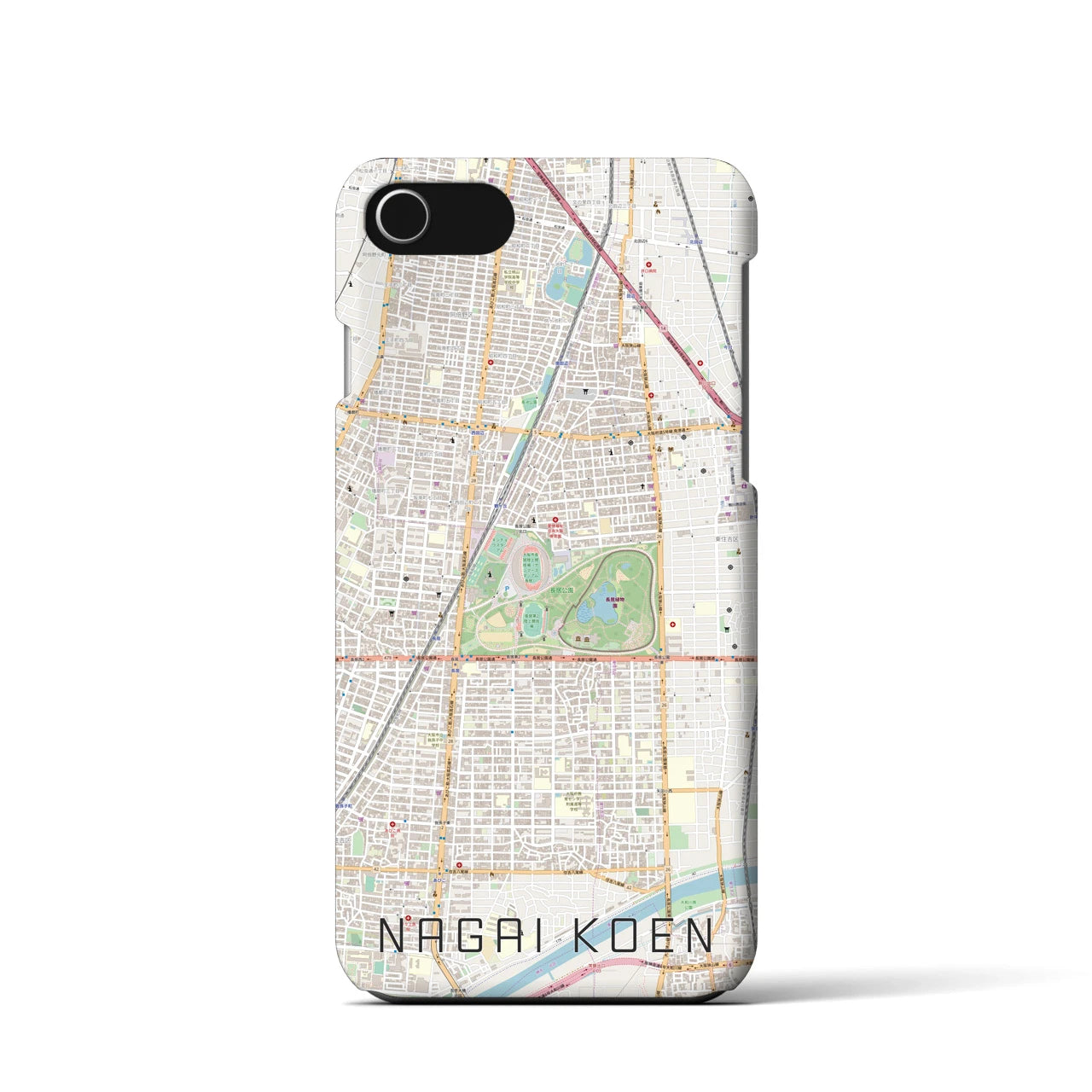 【長居公園(大阪府)】地図柄iPhoneケース(バックカバータイプ)