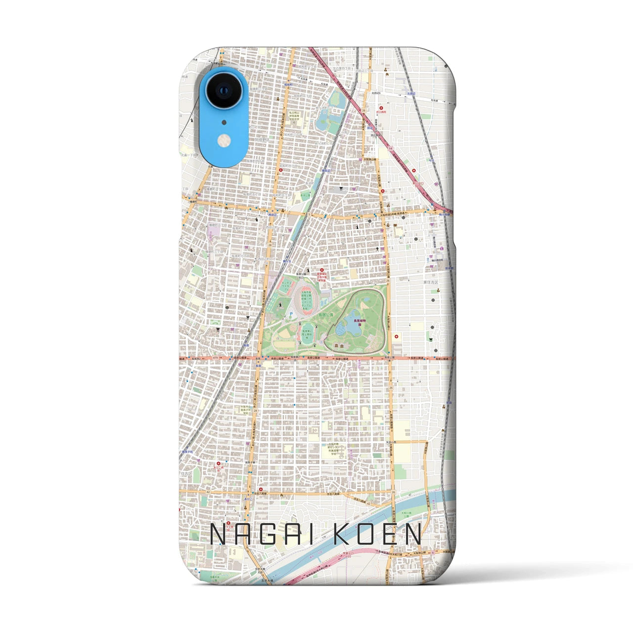 【長居公園(大阪府)】地図柄iPhoneケース(バックカバータイプ)