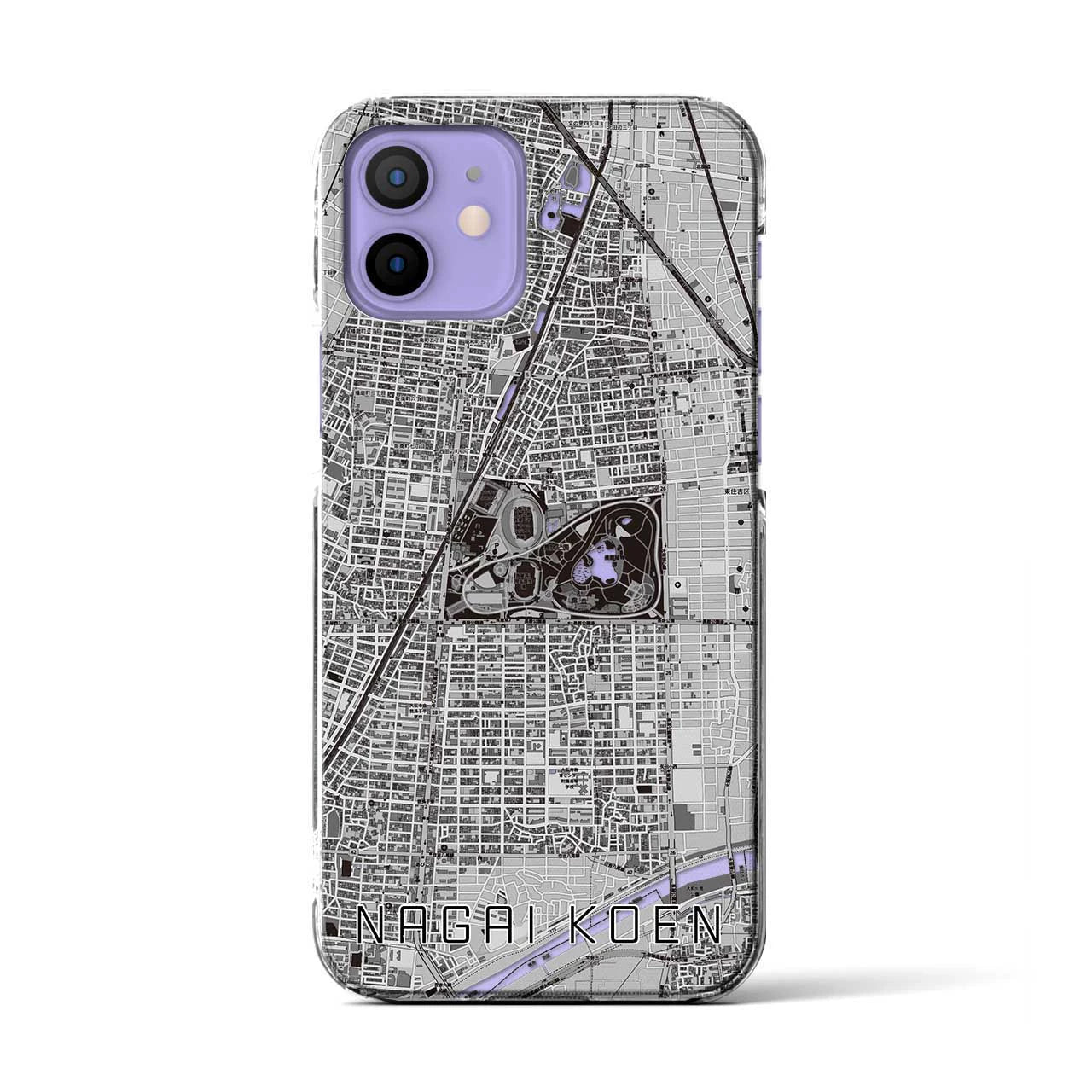 【長居公園(大阪府)】地図柄iPhoneケース(クリアタイプ)