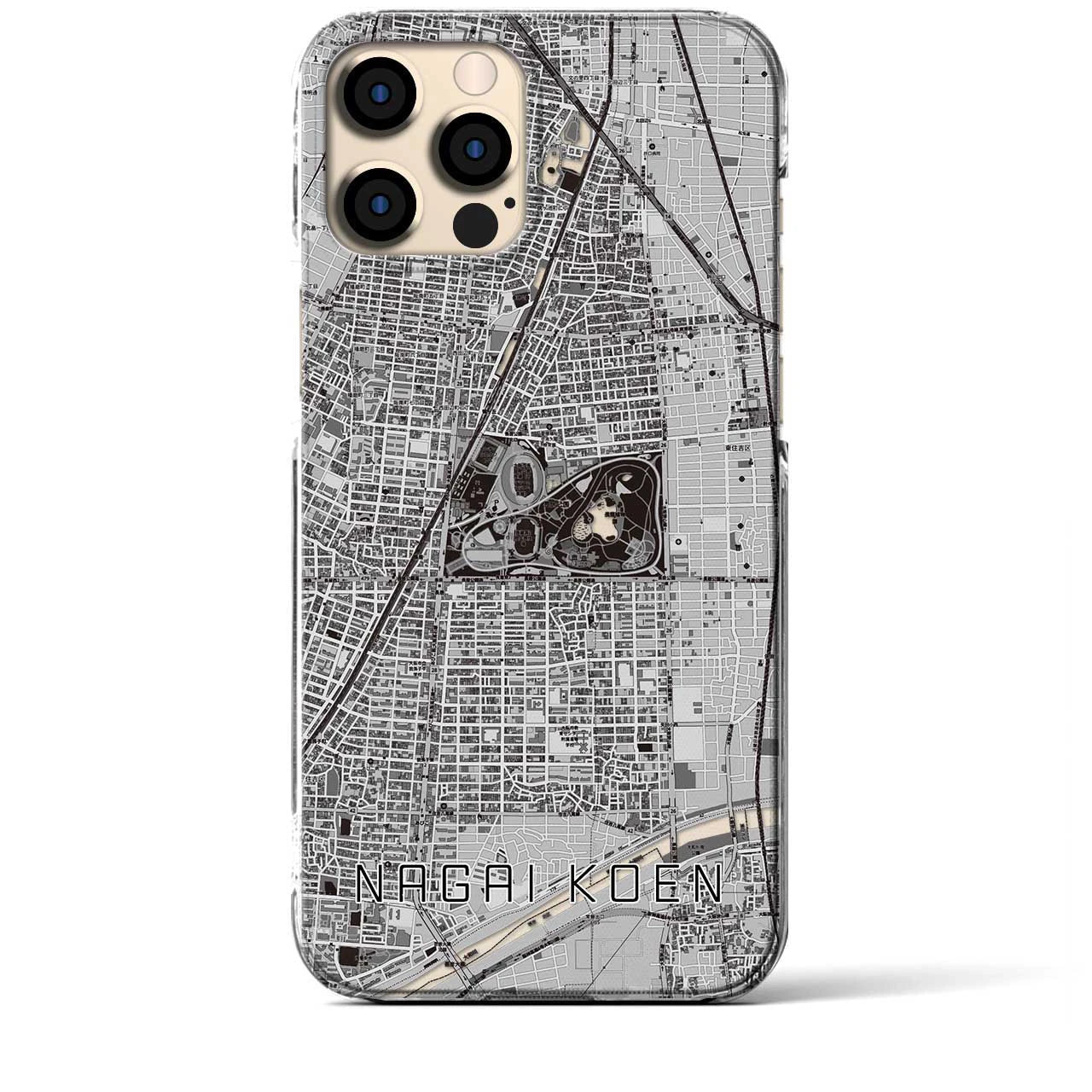 【長居公園(大阪府)】地図柄iPhoneケース(クリアタイプ)