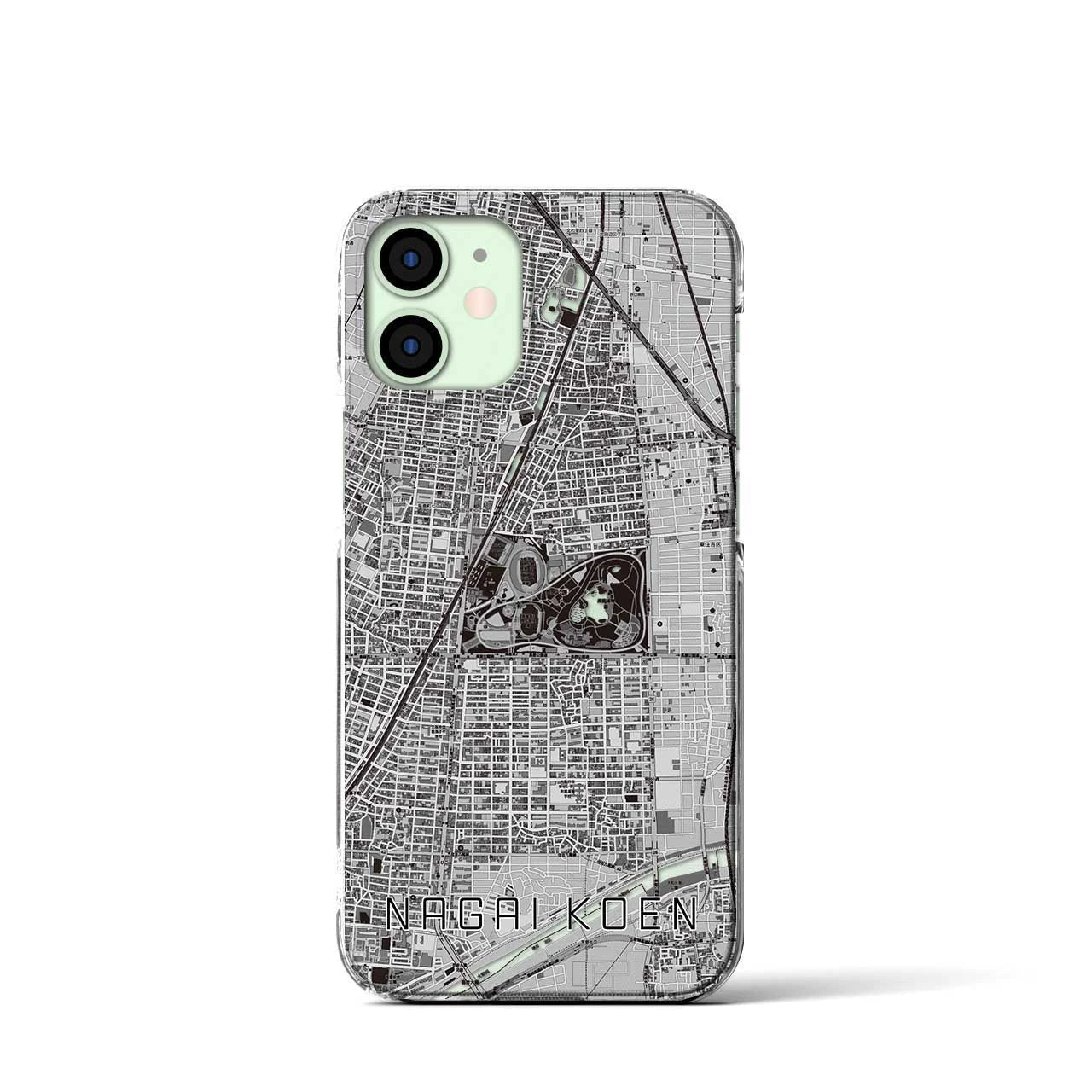 【長居公園(大阪府)】地図柄iPhoneケース(クリアタイプ)