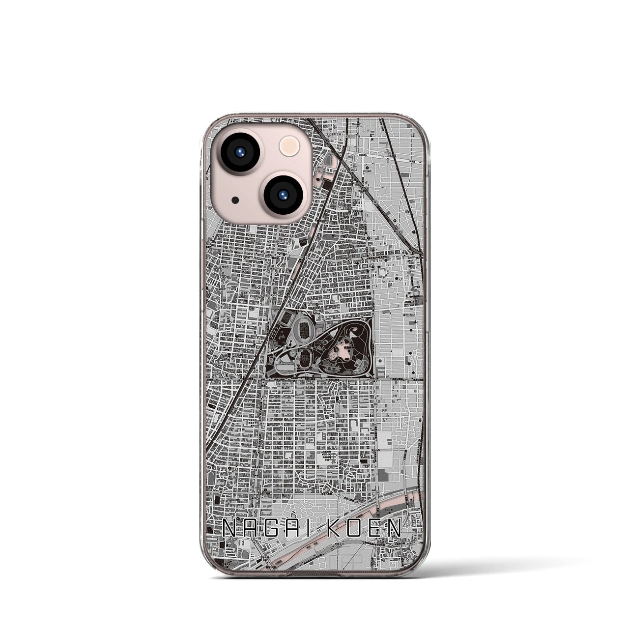 【長居公園(大阪府)】地図柄iPhoneケース(クリアタイプ)