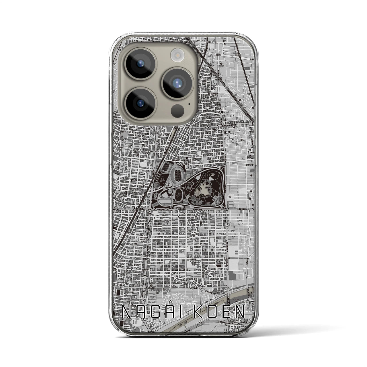 【長居公園(大阪府)】地図柄iPhoneケース(クリアタイプ)