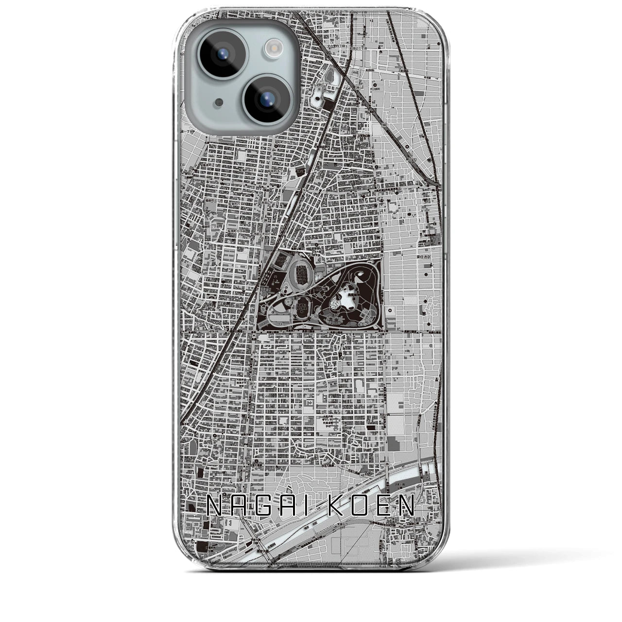 【長居公園(大阪府)】地図柄iPhoneケース(クリアタイプ)