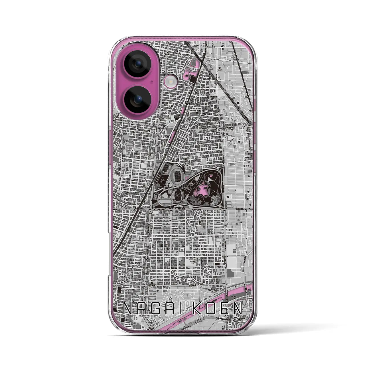 【長居公園(大阪府)】地図柄iPhoneケース(クリアタイプ)
