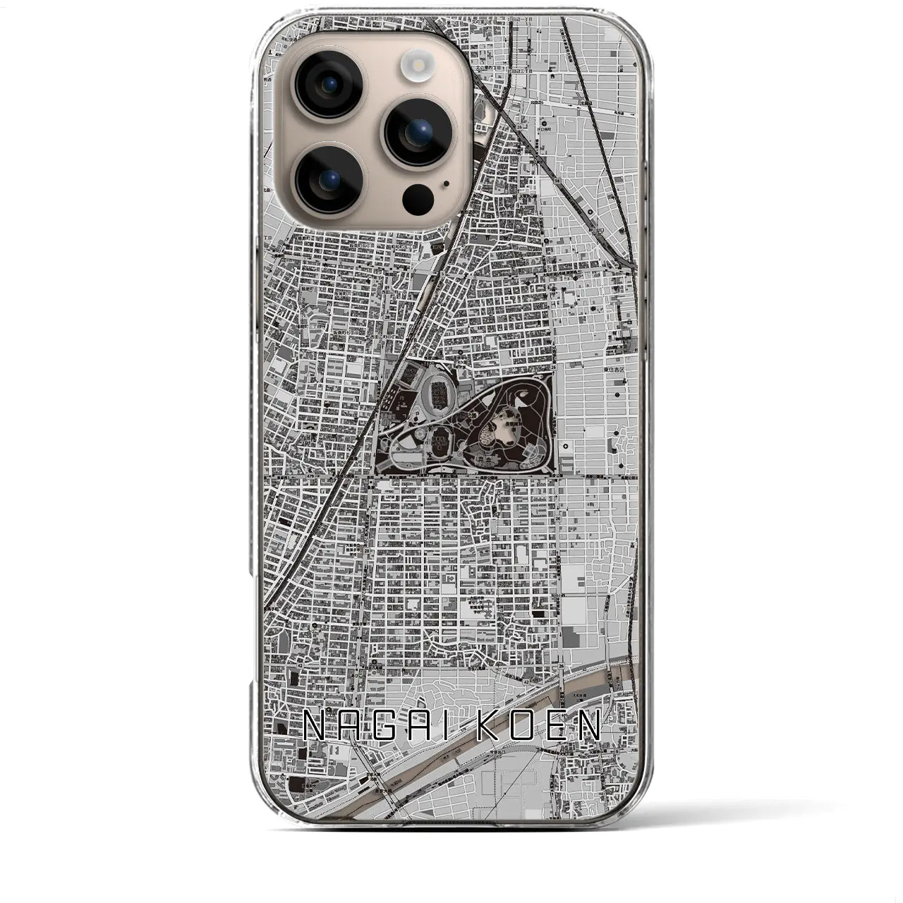 【長居公園(大阪府)】地図柄iPhoneケース(クリアタイプ)