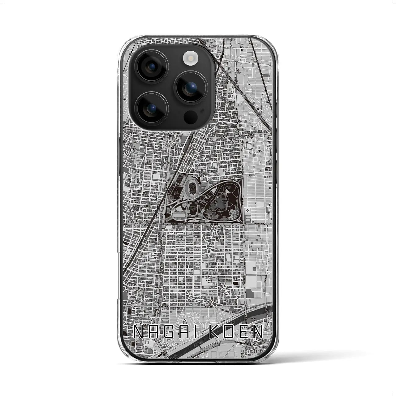 【長居公園(大阪府)】地図柄iPhoneケース(クリアタイプ)