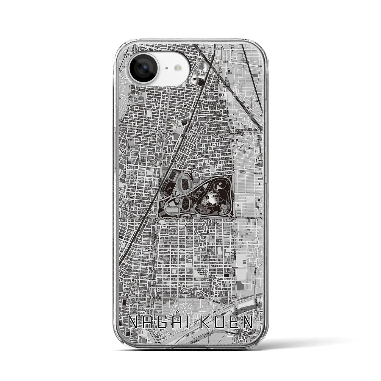 【長居公園(大阪府)】地図柄iPhoneケース(クリアタイプ)