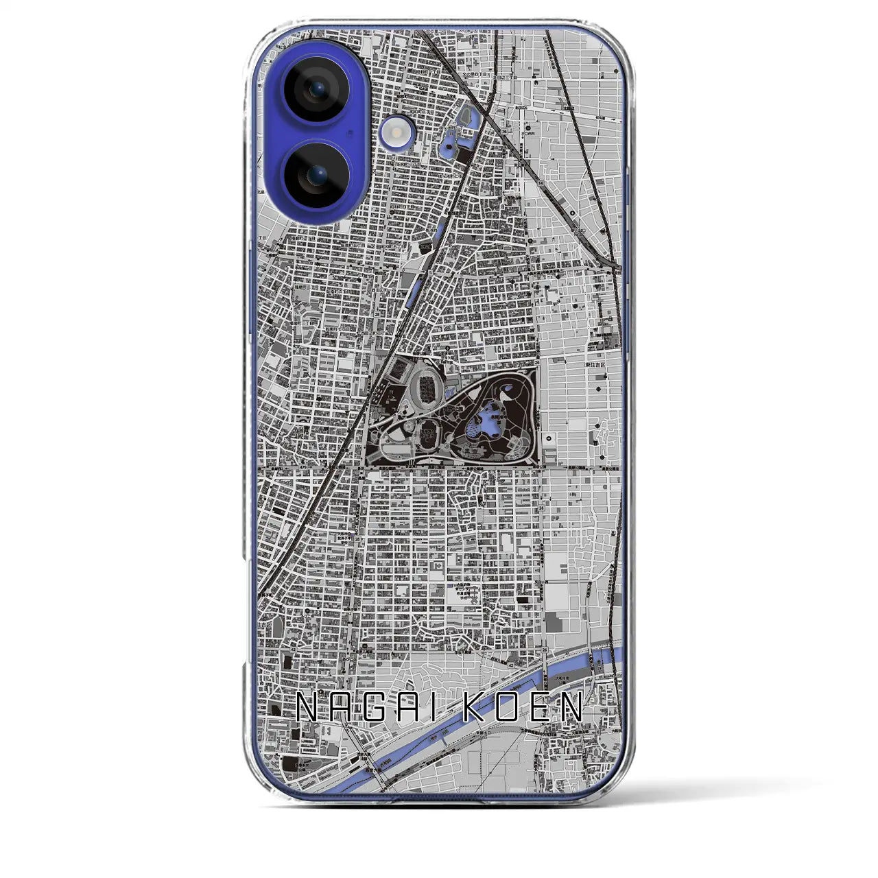 【長居公園(大阪府)】地図柄iPhoneケース(クリアタイプ)