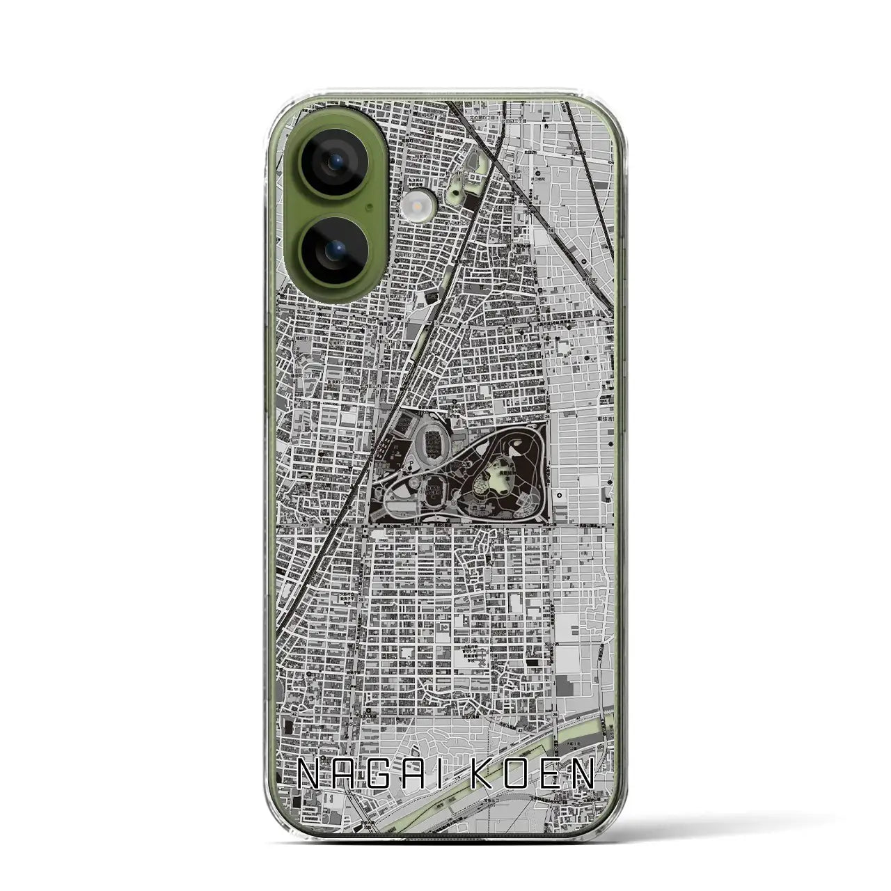 【長居公園(大阪府)】地図柄iPhoneケース(クリアタイプ)