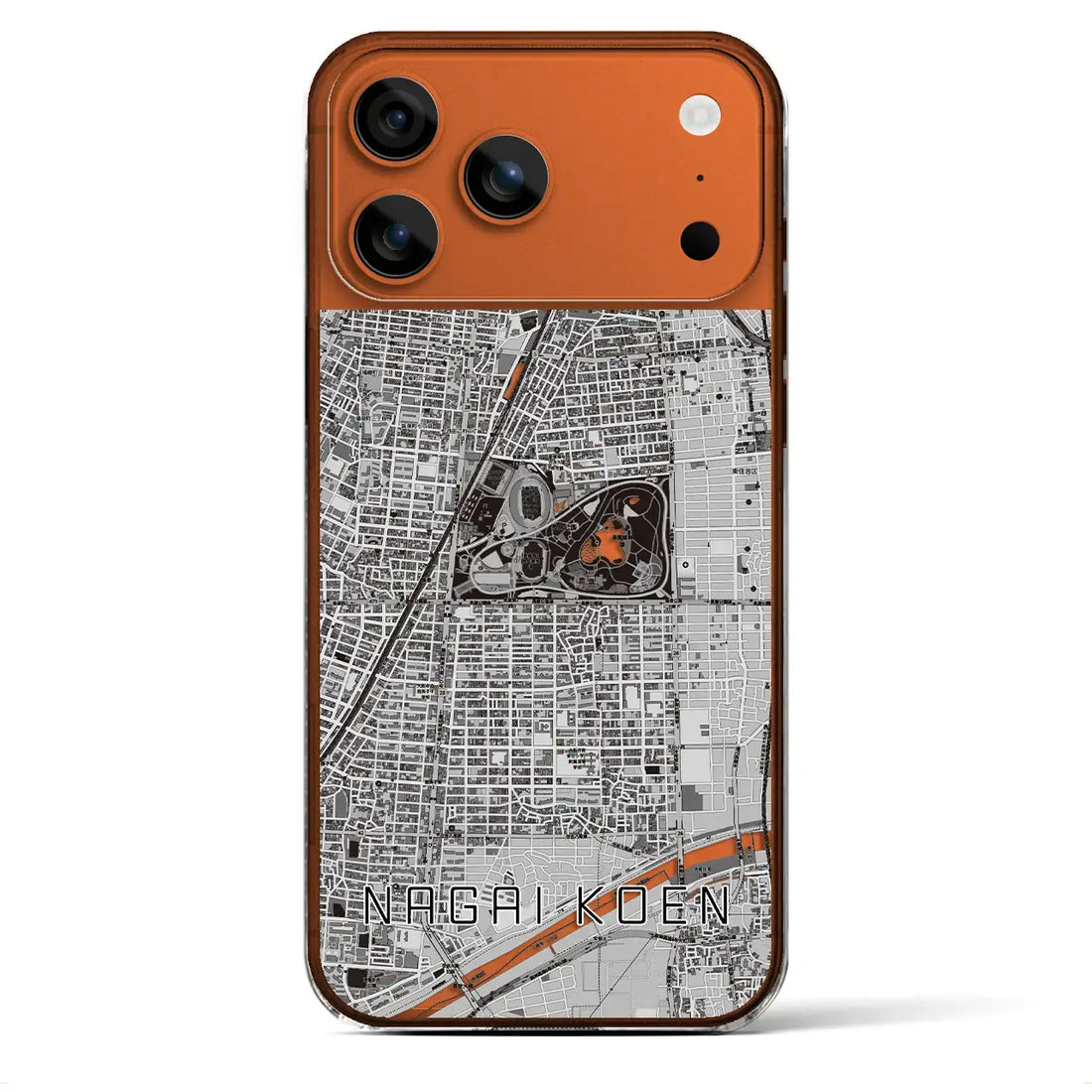 【長居公園(大阪府)】地図柄iPhoneケース(クリアタイプ)