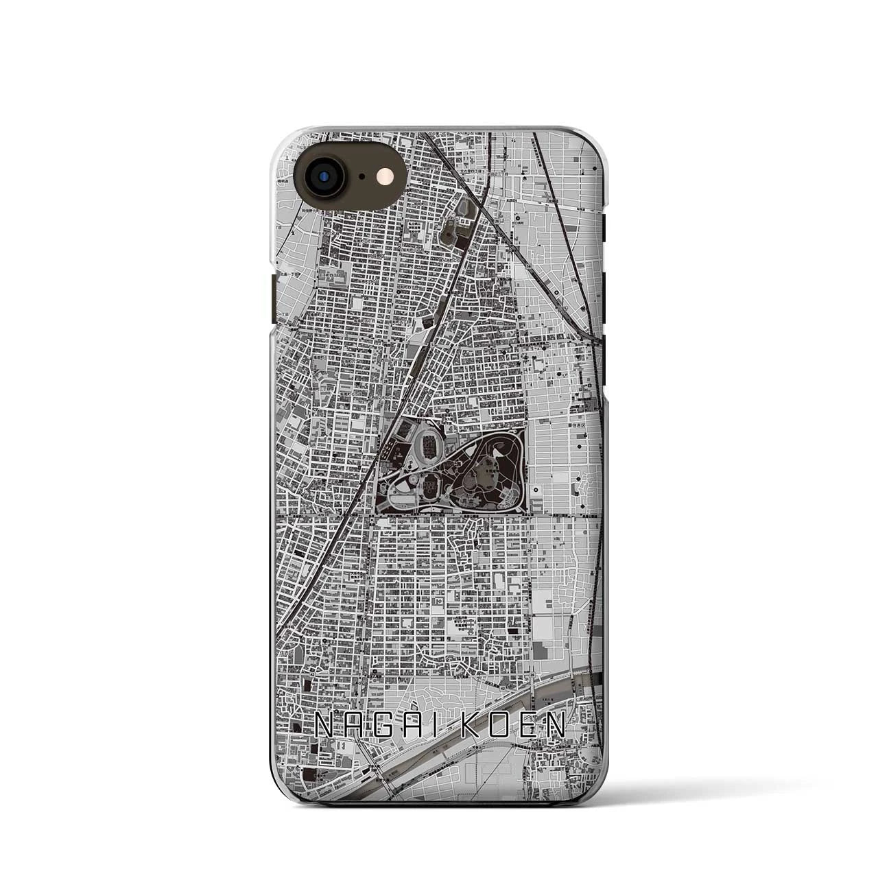 【長居公園(大阪府)】地図柄iPhoneケース(クリアタイプ)