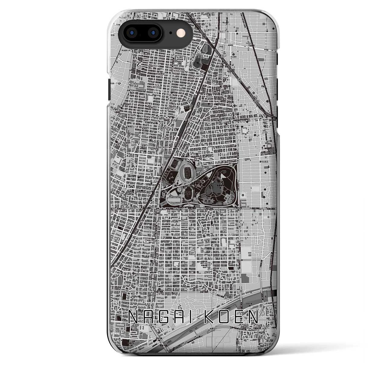 【長居公園(大阪府)】地図柄iPhoneケース(クリアタイプ)