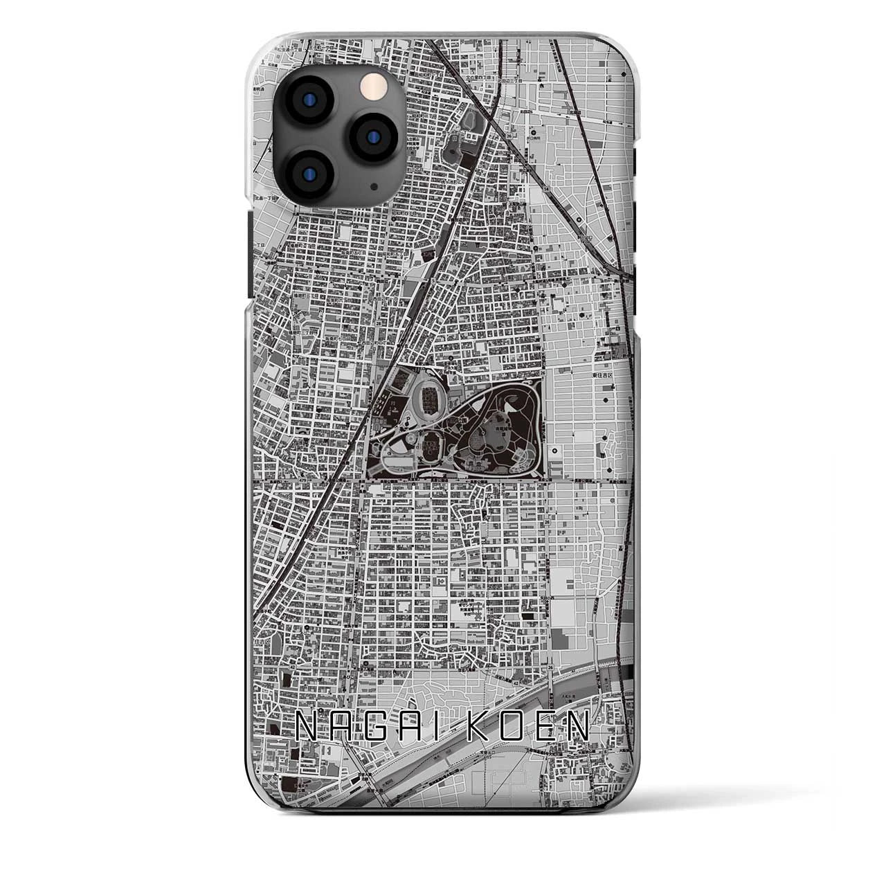 【長居公園(大阪府)】地図柄iPhoneケース(クリアタイプ)