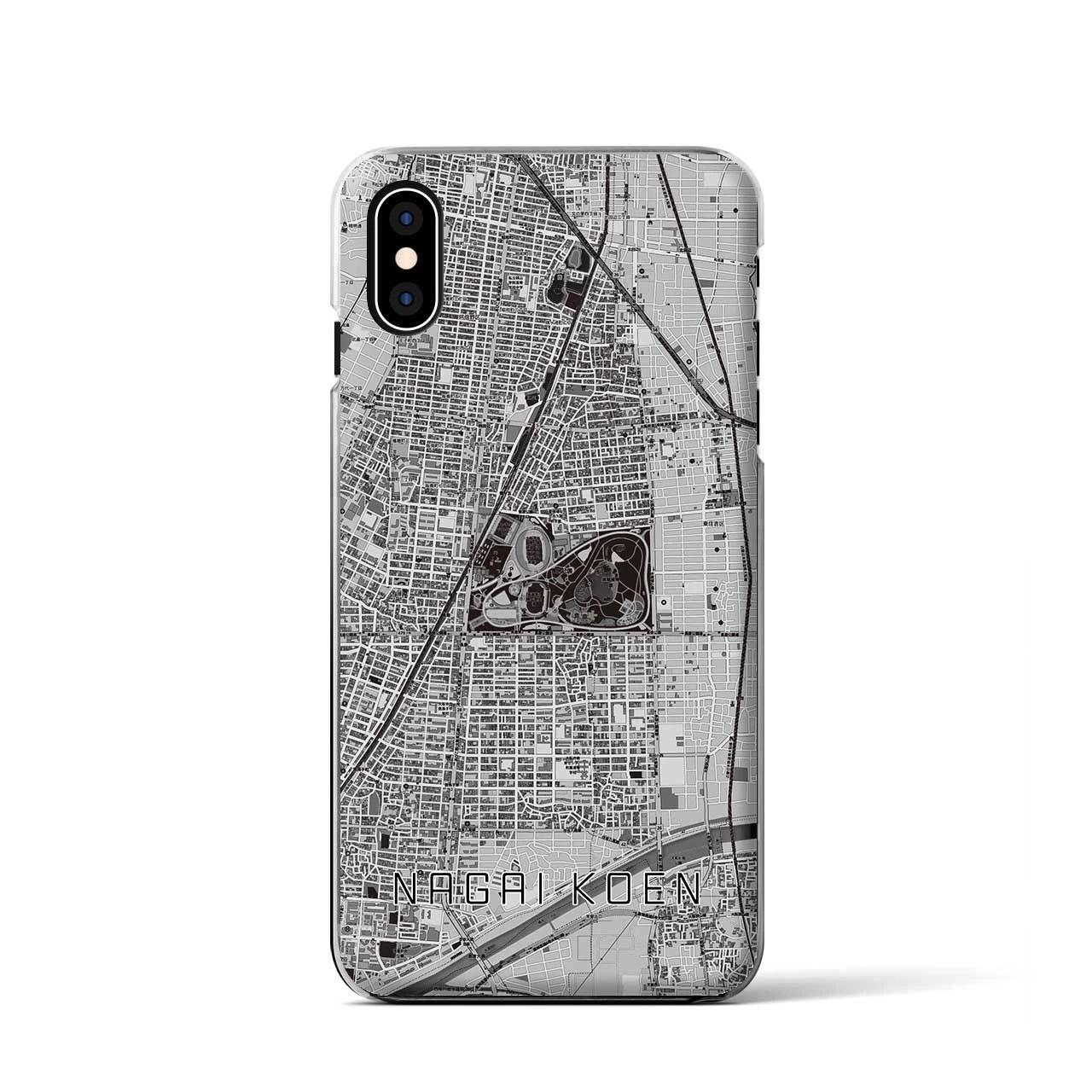 【長居公園(大阪府)】地図柄iPhoneケース(クリアタイプ)