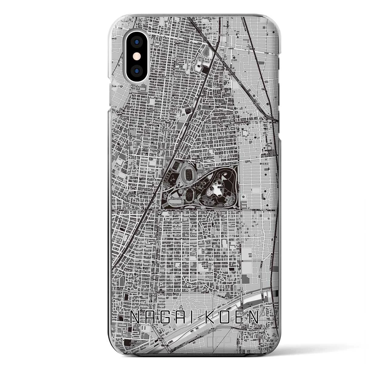 【長居公園(大阪府)】地図柄iPhoneケース(クリアタイプ)