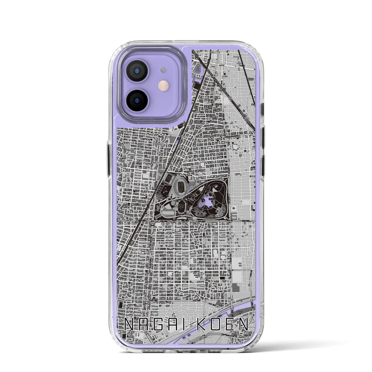 【長居公園(大阪府)】地図柄iPhoneケース(MagSafeタイプ)
