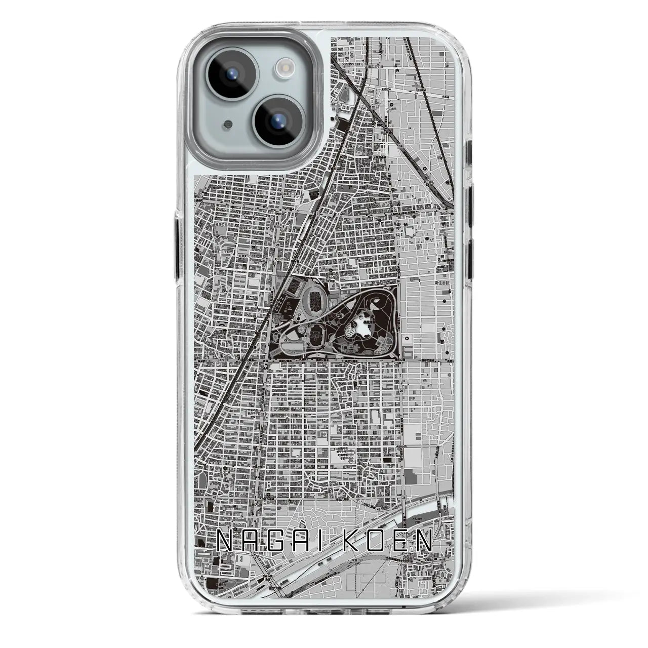【長居公園(大阪府)】地図柄iPhoneケース(MagSafeタイプ)