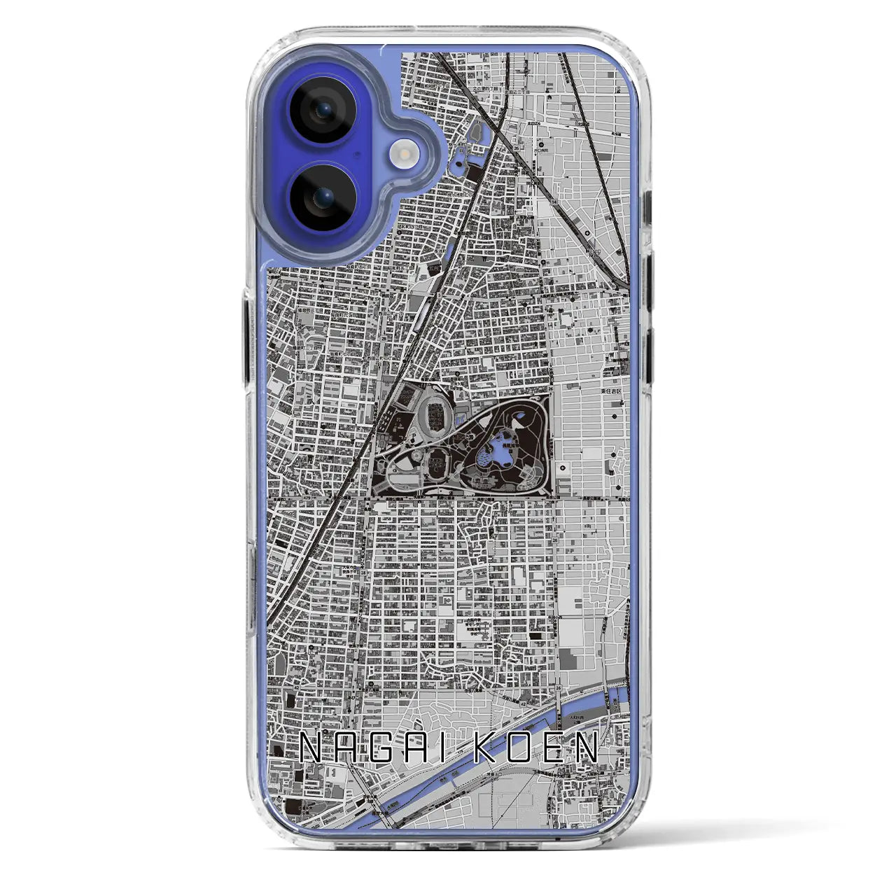 【長居公園(大阪府)】地図柄iPhoneケース(MagSafeタイプ)