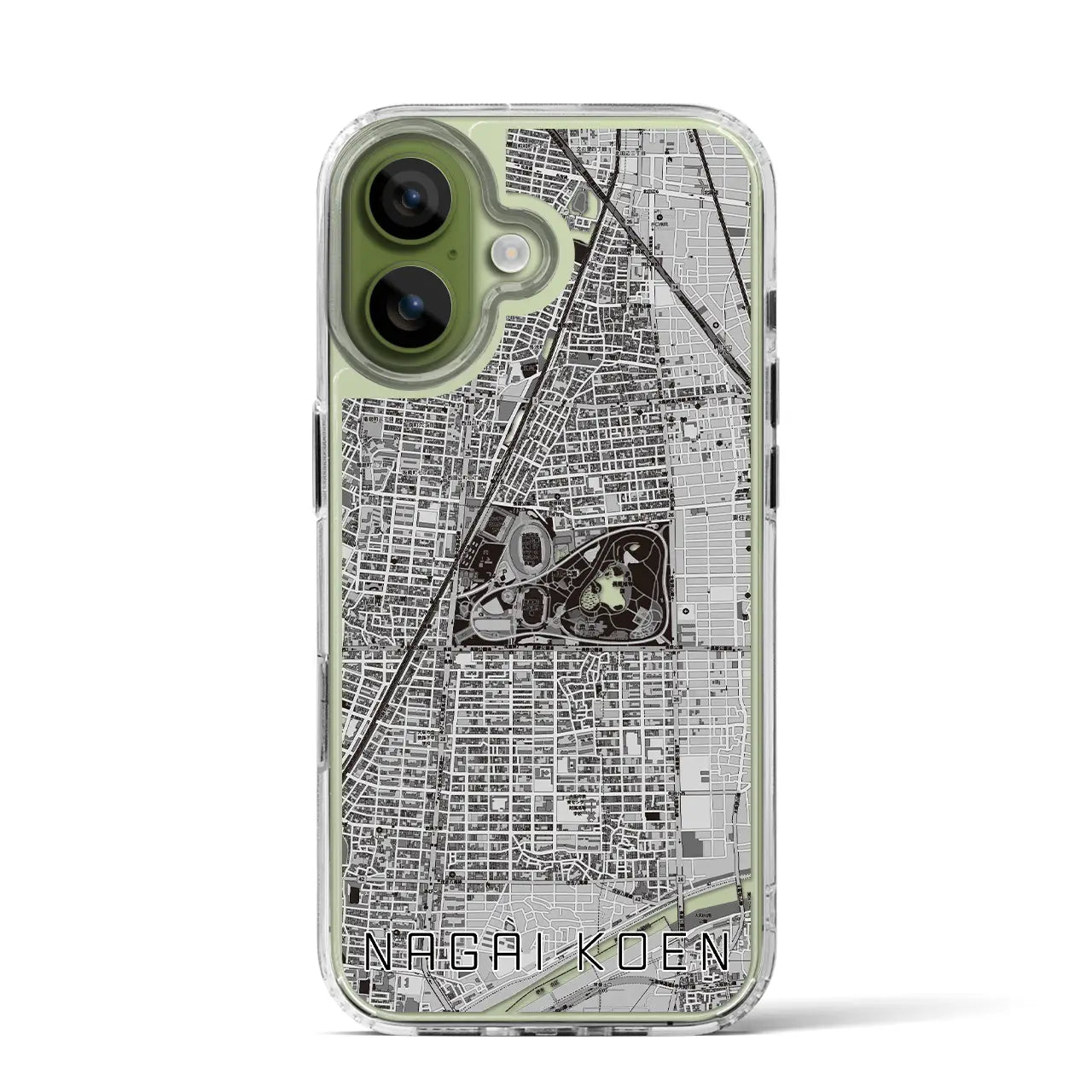 【長居公園(大阪府)】地図柄iPhoneケース(MagSafeタイプ)