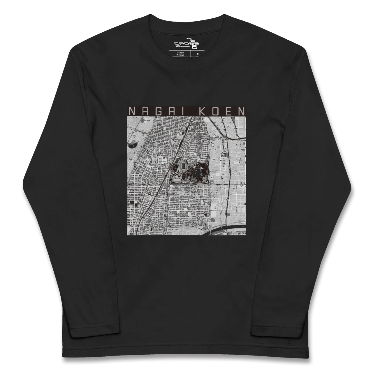 【長居公園(大阪府)】地図柄ロングスリーブTシャツ