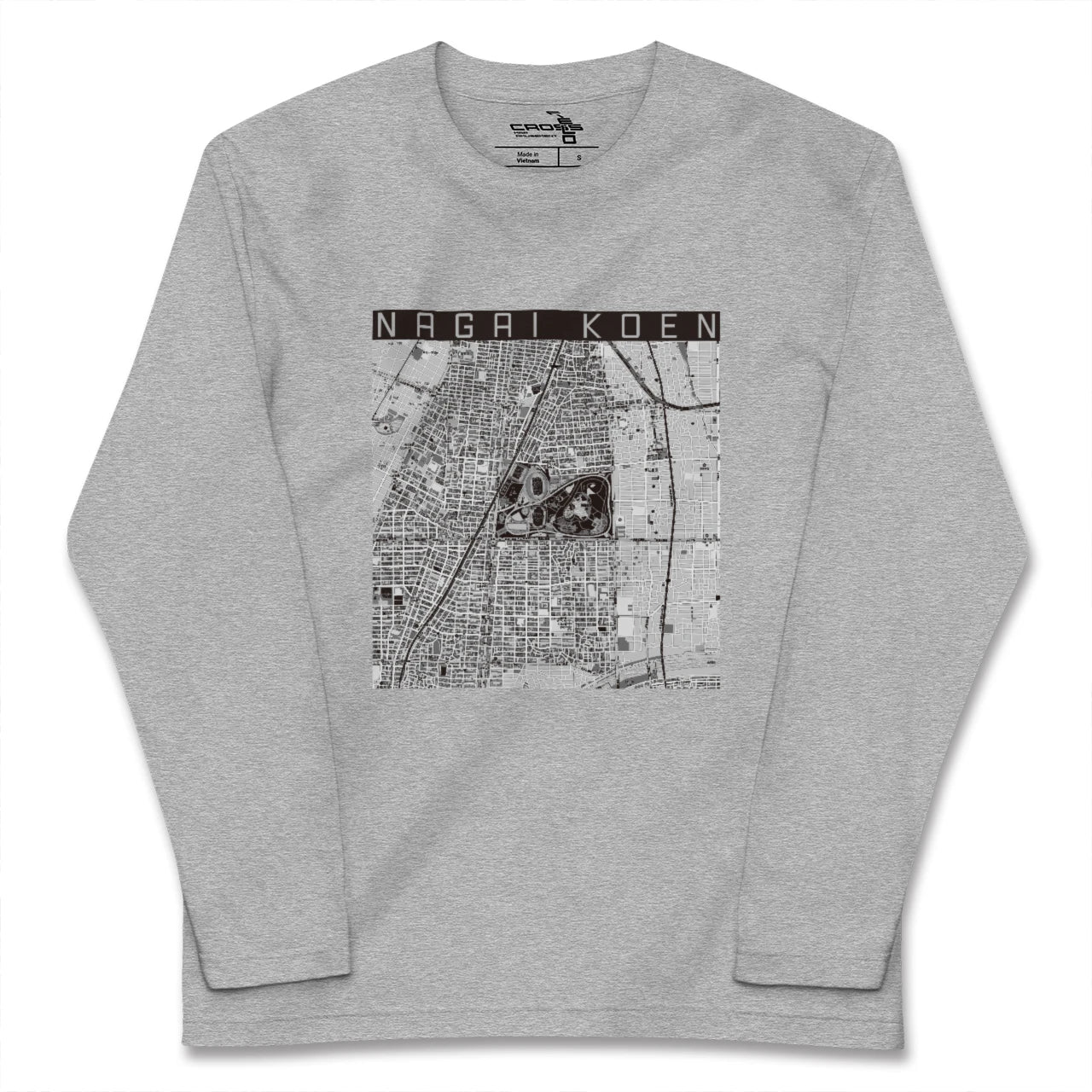 【長居公園(大阪府)】地図柄ロングスリーブTシャツ