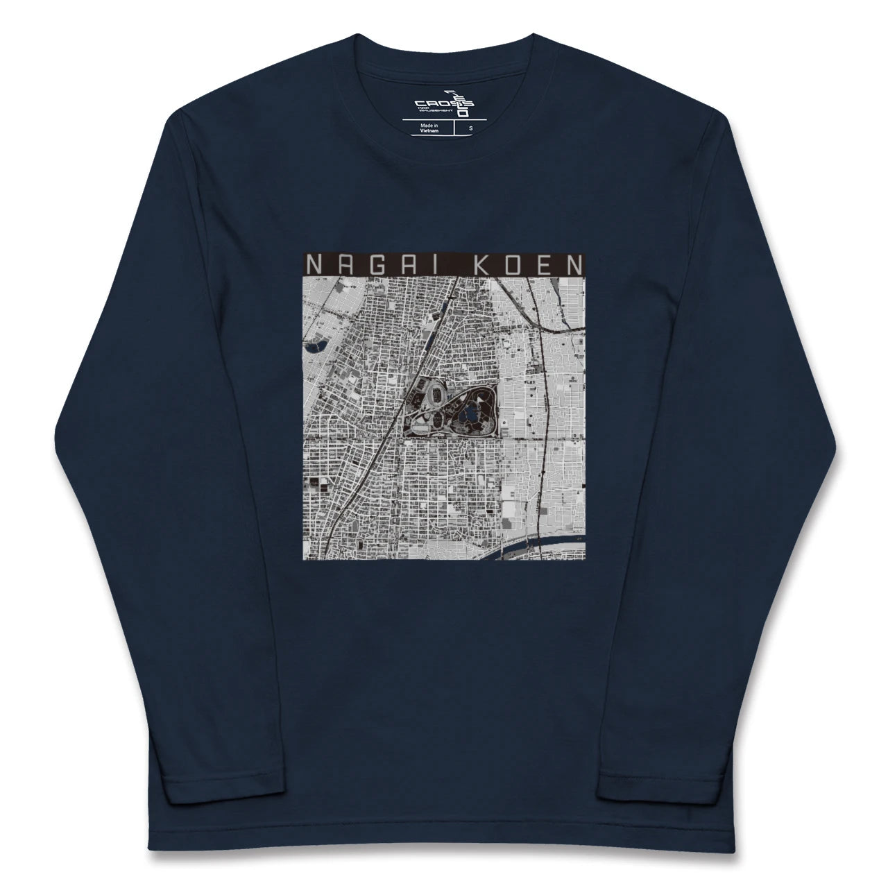 【長居公園(大阪府)】地図柄ロングスリーブTシャツ