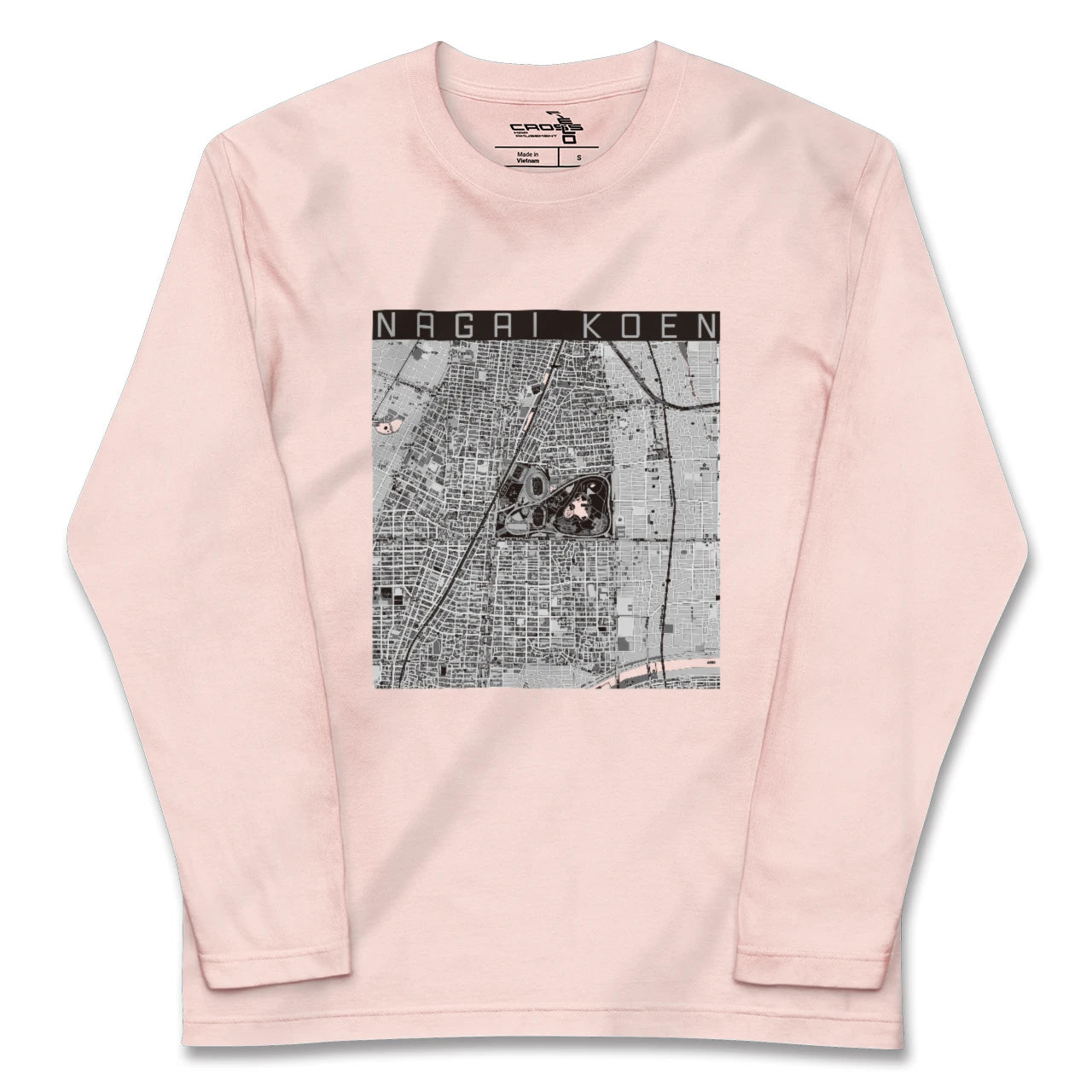 【長居公園(大阪府)】地図柄ロングスリーブTシャツ