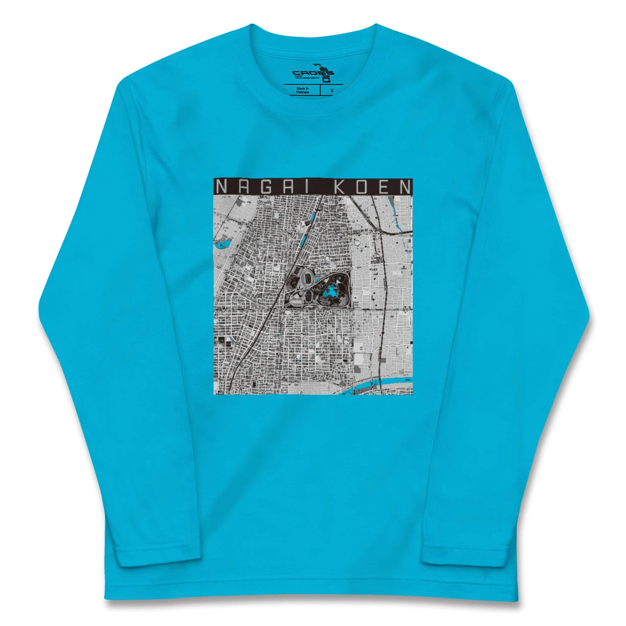 【長居公園(大阪府)】地図柄ロングスリーブTシャツ
