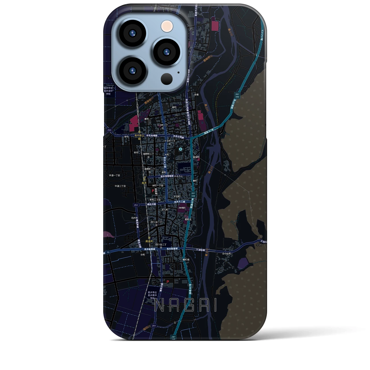 【長井(山形県)】地図柄iPhoneケース(バックカバータイプ)