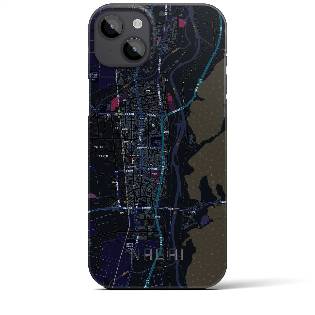 【長井(山形県)】地図柄iPhoneケース(バックカバータイプ)