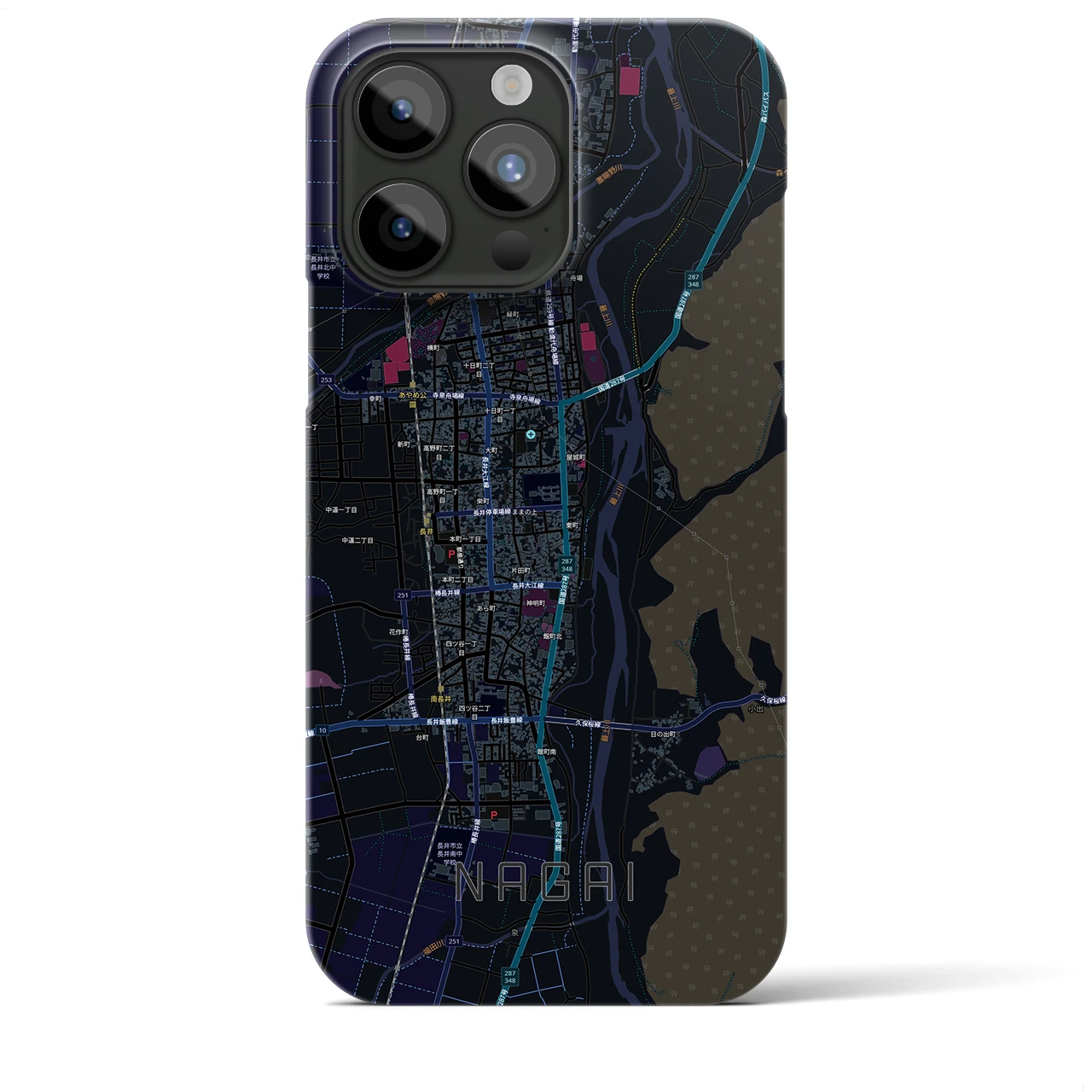 【長井(山形県)】地図柄iPhoneケース(バックカバータイプ)