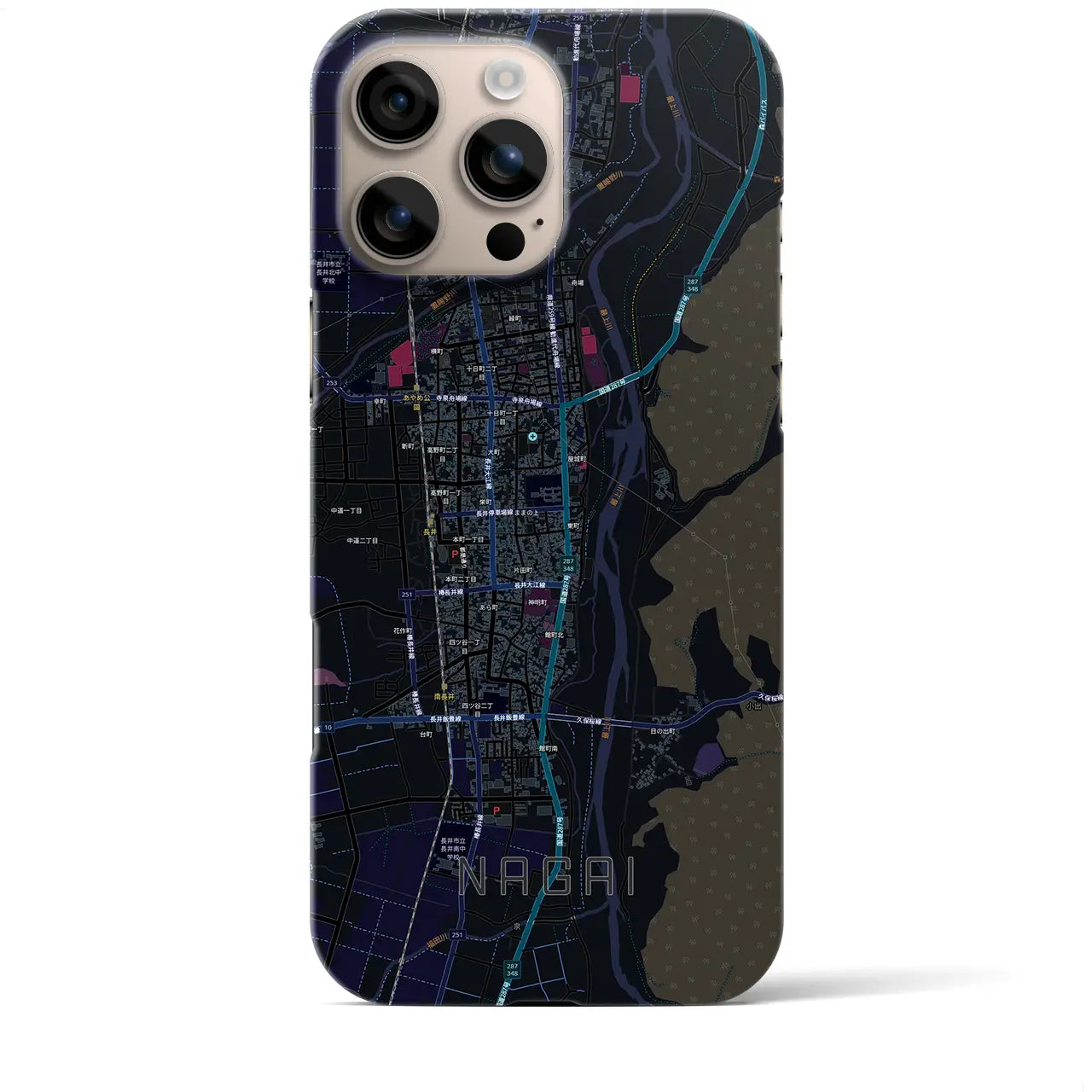 【長井(山形県)】地図柄iPhoneケース(バックカバータイプ)