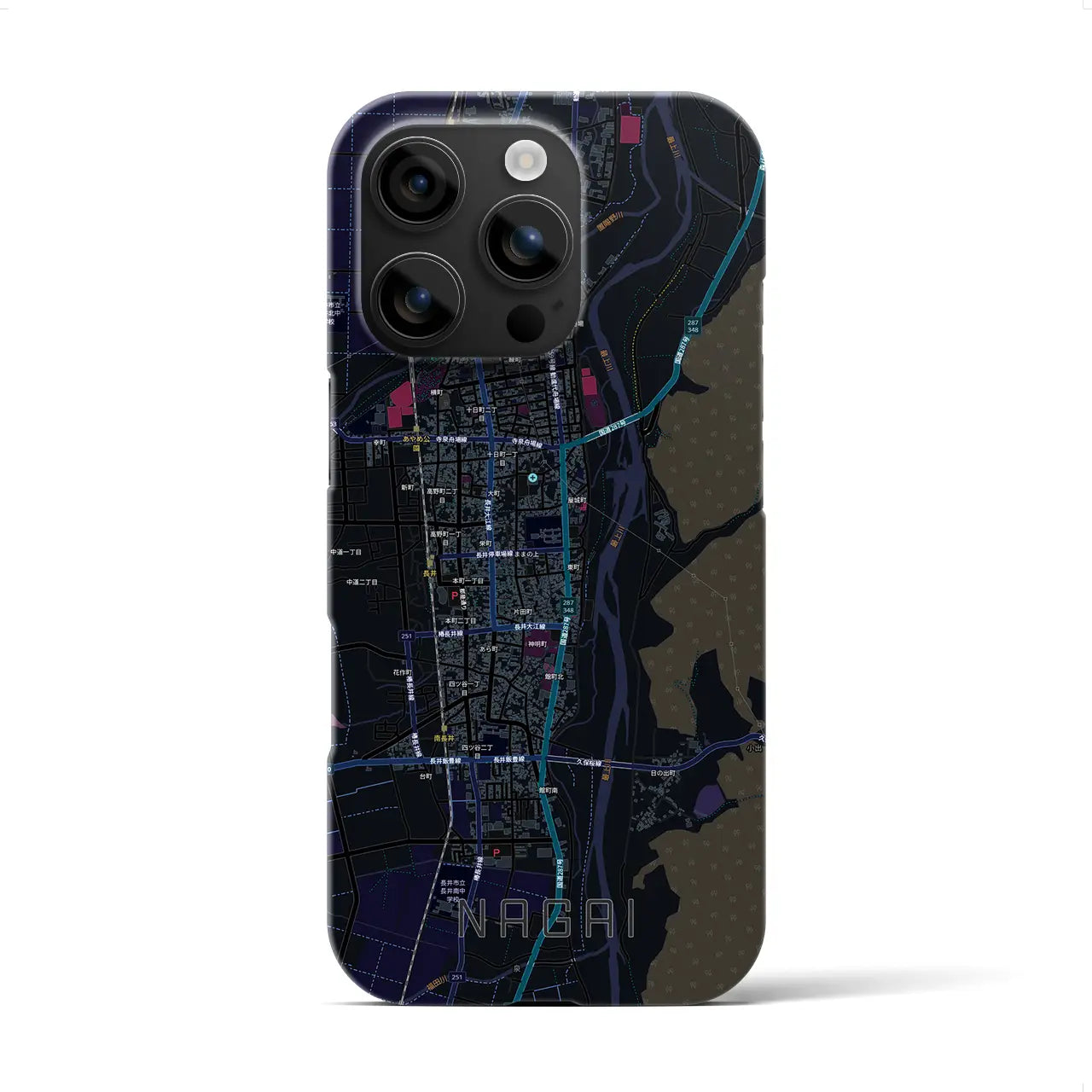 【長井(山形県)】地図柄iPhoneケース(バックカバータイプ)