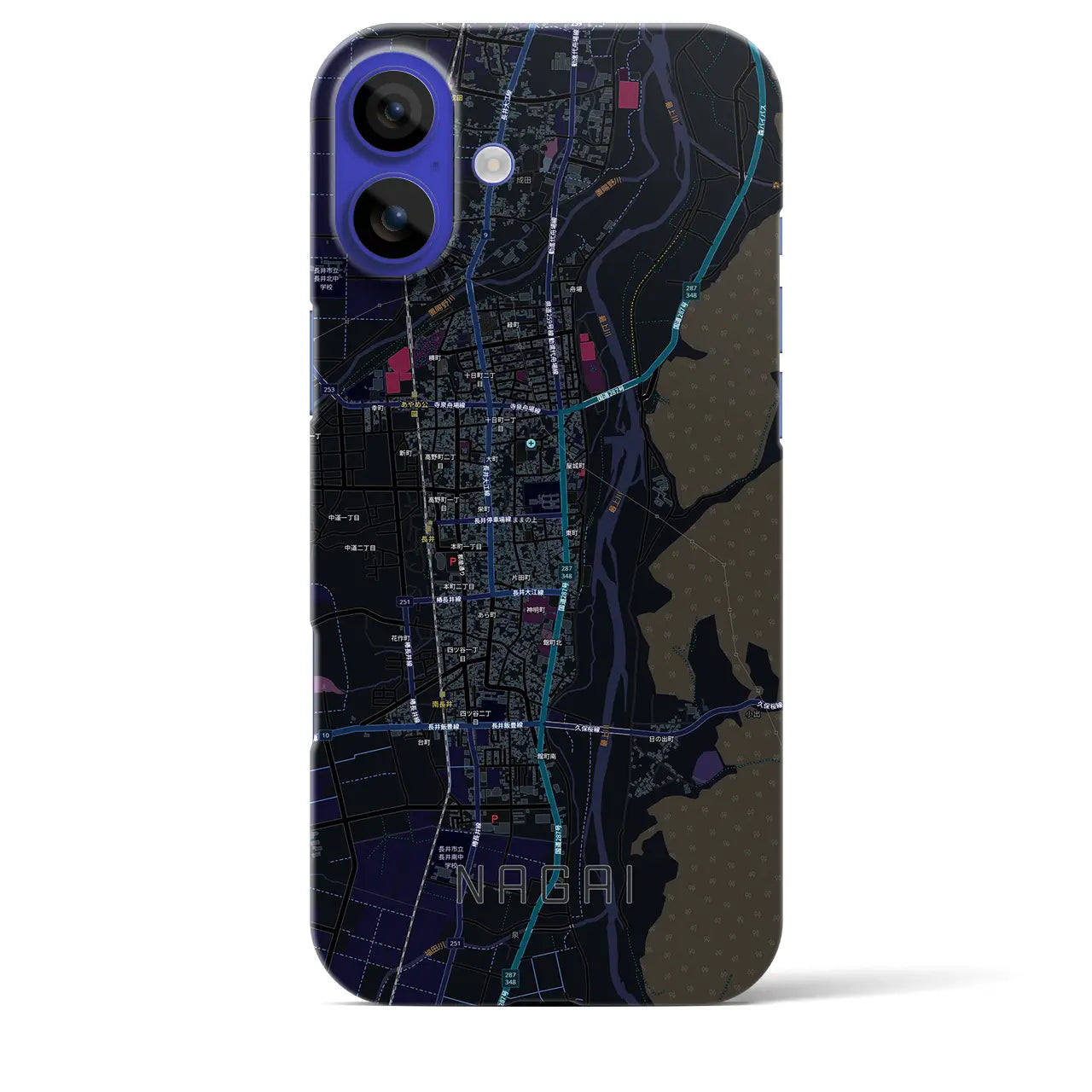 【長井(山形県)】地図柄iPhoneケース(バックカバータイプ)