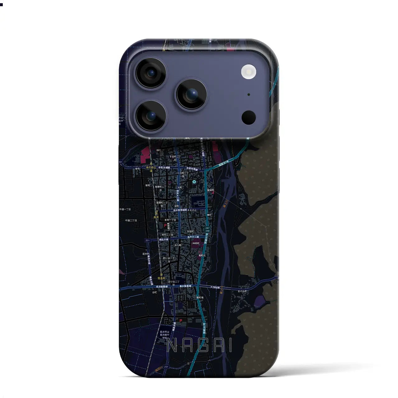 【長井(山形県)】地図柄iPhoneケース(バックカバータイプ)