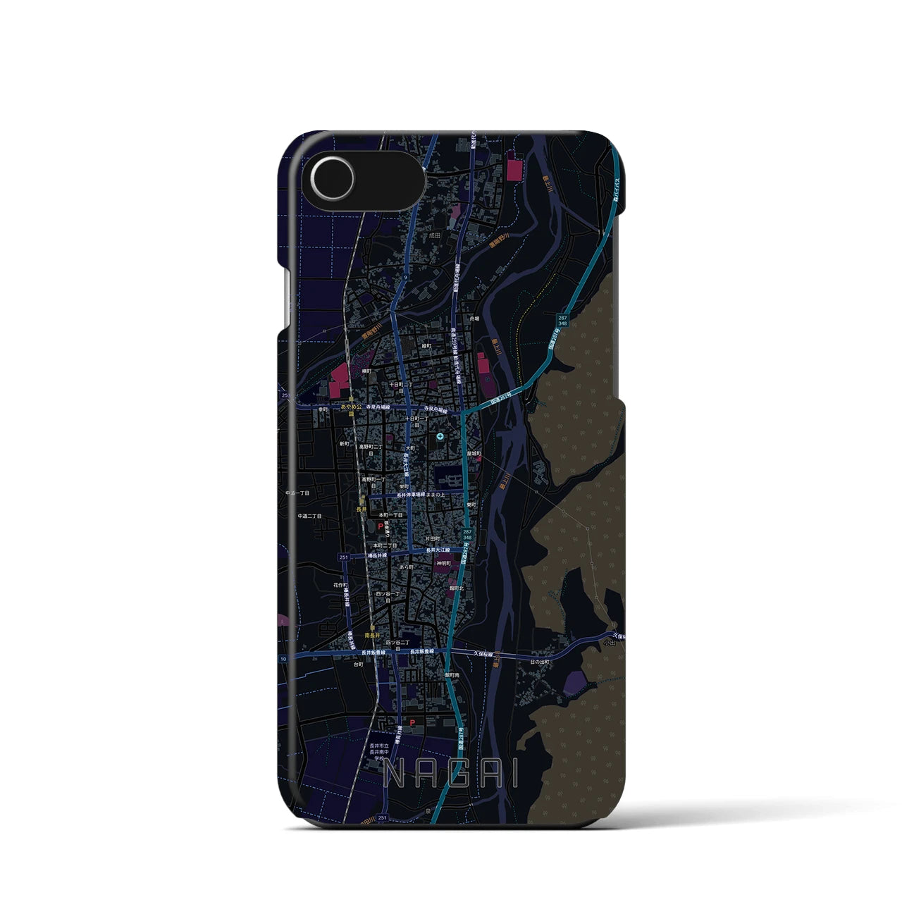 【長井(山形県)】地図柄iPhoneケース(バックカバータイプ)